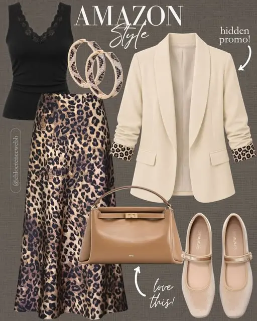A leopard moment + a blazer with a code droppin' it under $20 — photo from Chloe Webb's Chloe's Closet post