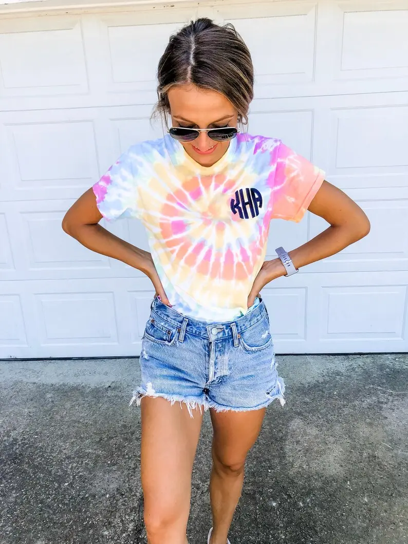Monogrammed Tie-Dye T-Shirt Personalized Tie-Dyed Tee image 1